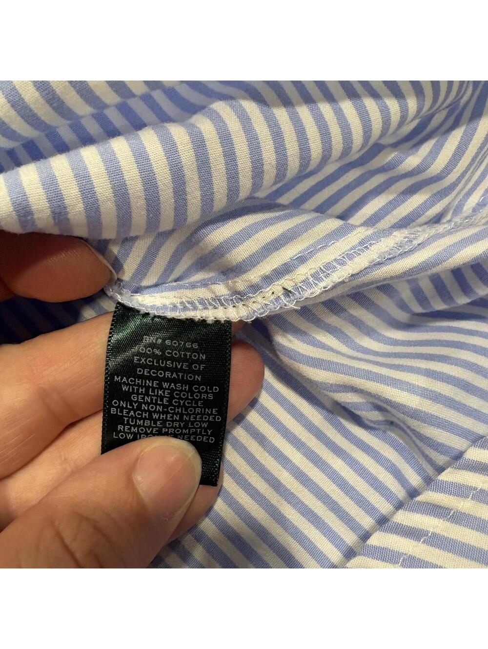 Lauren Ralph Lauren Striped Button Down Shirt Women L Cotton Blue White RL Logo - Picture 5 of 8